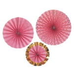 PARTY Rose Gold Paper fan set 95612