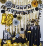 PARTY Gold Black Paper fan set 95614 - Slika 2