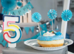 PARTY Silver Blue Paper fan pick 95655 - Slika 3