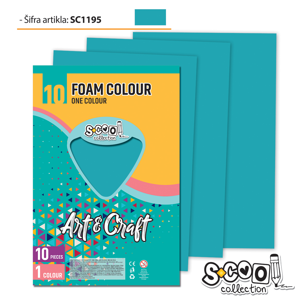 SC1195 Art&Craft Eva foam classic A4 SC1195 turquoise - Slika 1