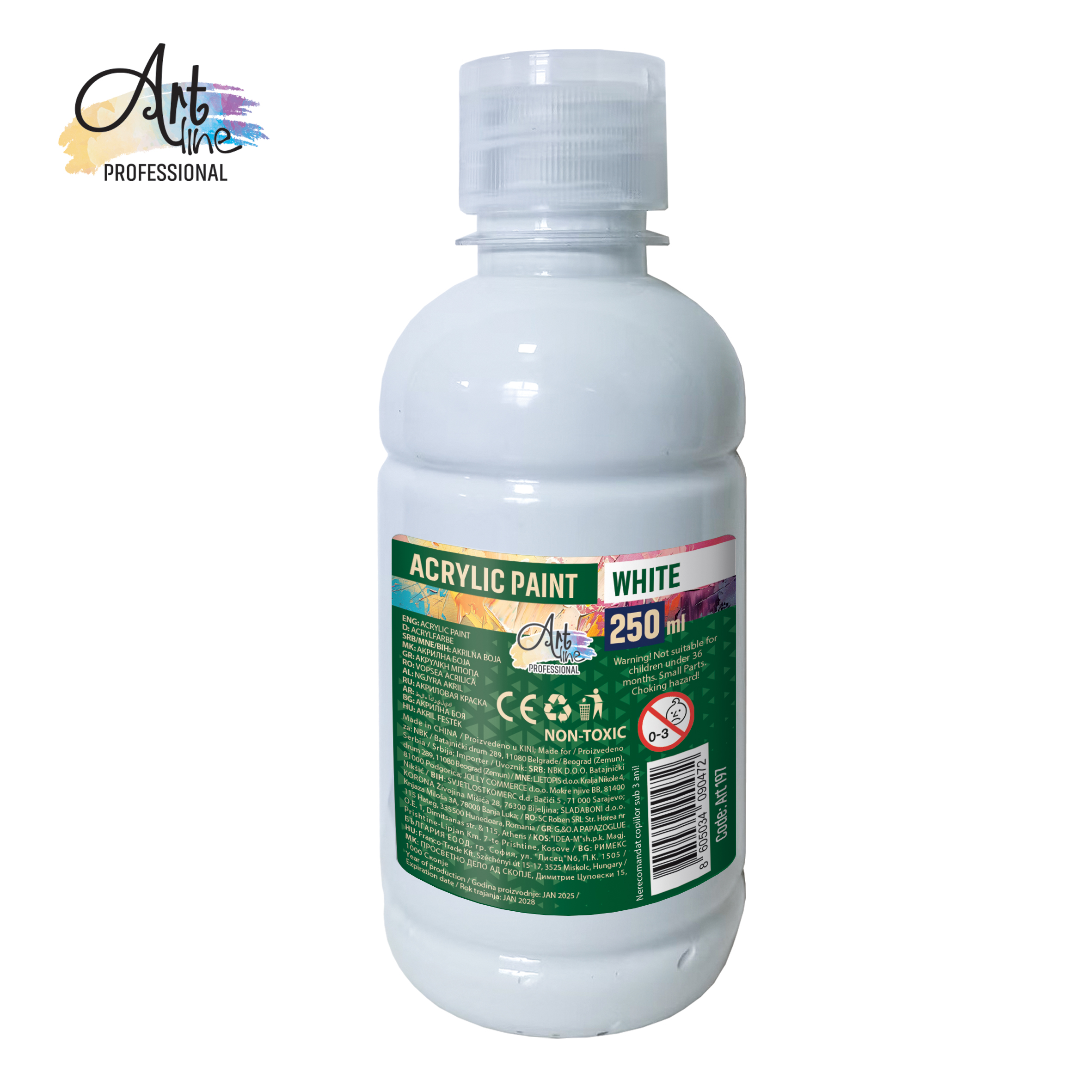 art197 PROFESSIONAL akrilna boja 250ml classic 197 white - Slika 1
