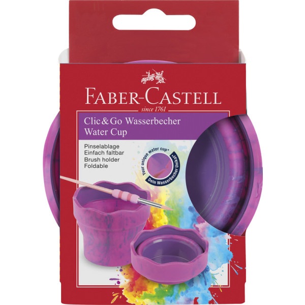 181527 FABER CASTELL Clic&Go Water cup 181527 pink marble - Slika 1