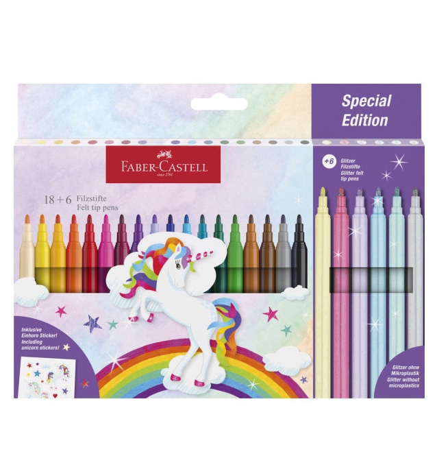 554221 FABER CASTELL Flomasteri Unicorn 1/18+6 554221 - Slika 1